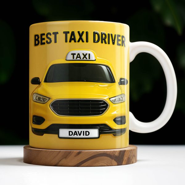 Best Taxi Driver With Yellow Taxi Design - Personalized Custom Coffee Mug - FAM367_MG