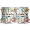 Best Teacher Ever With School Supplies Design - Personalized Custom Coffee Mug - TEACH068_MG