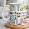 Best Teacher Ever With School Supplies Design - Personalized Custom Coffee Mug - TEACH068_MG
