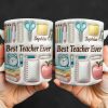 Best Teacher Ever With School Supplies Design - Personalized Custom Coffee Mug - TEACH068_MG