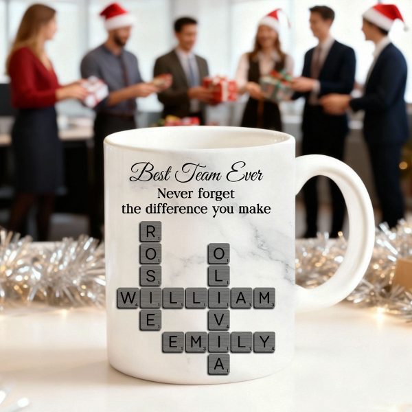 Best Team Ever Crossword - Personalized Mug - Sentimental Gift for Coworkers, Work Besties