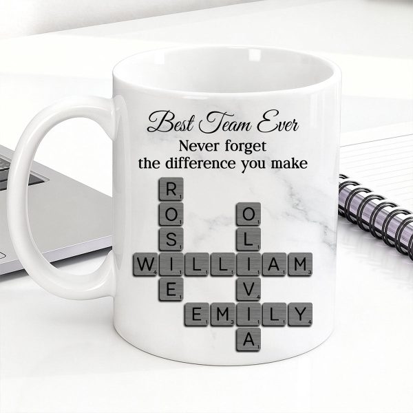 Best Team Ever Crossword - Personalized Mug - Sentimental Gift for Coworkers, Work Besties