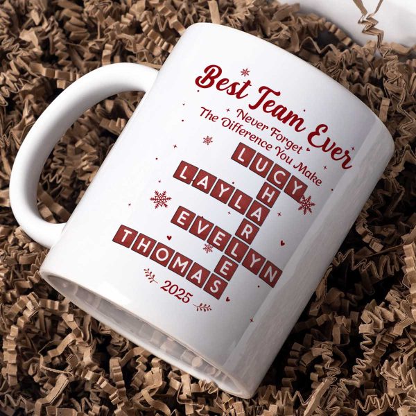 Best Team Ever Crossword Puzzle Art - Personalized Mug - Gift For Coworkers, Colleagues