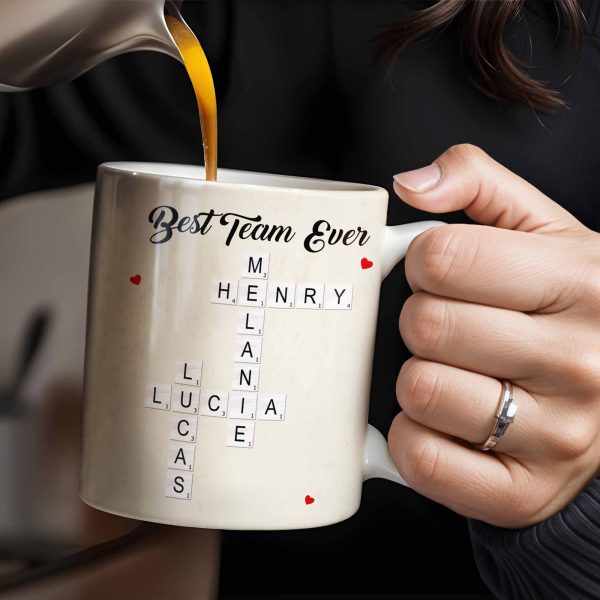 Best Team Ever Scrabble Tiles Heart Design - Personalized Custom Coffee Mug - COL099_MG