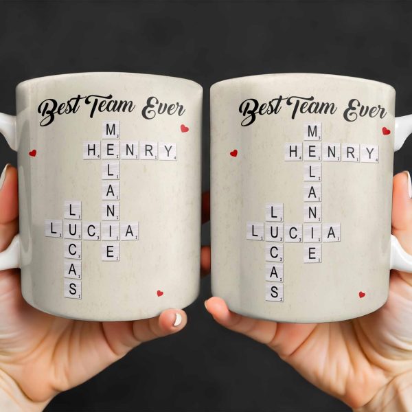 Best Team Ever Scrabble Tiles Heart Design - Personalized Custom Coffee Mug - COL099_MG