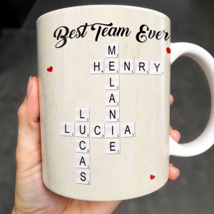 Best Team Ever Scrabble Tiles Heart Design - Personalized Custom Coffee Mug - COL099_MG