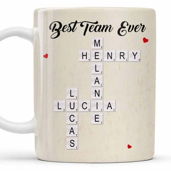 Best Team Ever Scrabble Tiles Heart Design - Personalized Custom Coffee Mug - COL099_MG