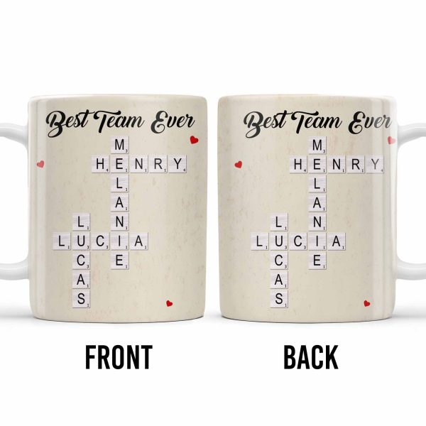 Best Team Ever Scrabble Tiles Heart Design - Personalized Custom Coffee Mug - COL099_MG