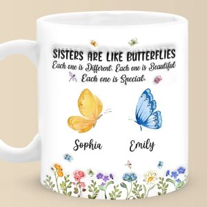 Bestie Are Like Butterflies - Bestie Personalized Custom 3D Inflated Effect Printed Mug - Christmas Gift For Best Friends, BFF, Sisters