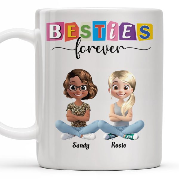 Besties Forever, Cartoon Characters - Personalized Custom Coffee Mug - BST164_MG