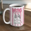 Besties Forever Ceramic Mug, Personalized Coffee Mug for Best Friend or Sister, Sweet Hug Illustration Unique Gift
