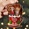 Besties Forever Christmas Mug With Trees And Snowflakes - Personalized Custom Acrylic Ornament, Christmas Gift - BST442_ACO