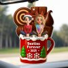 Besties Forever Christmas Mug With Trees And Snowflakes - Personalized Custom Acrylic Ornament, Christmas Gift - BST442_ACO
