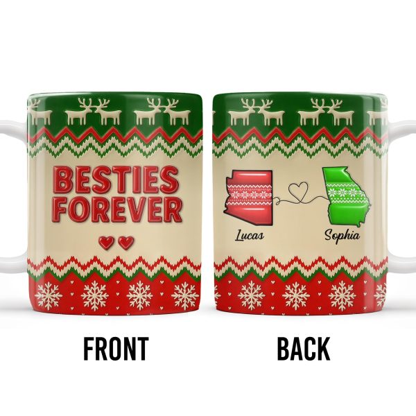Besties Forever Christmas Sweater Design - Personalized Custom Coffee Mug - BST421_MG
