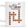 Besties Forever Connected By Heart Mug With Heart And Scrabble Tiles - Personalized Custom Coffee Mug - BST127_MG