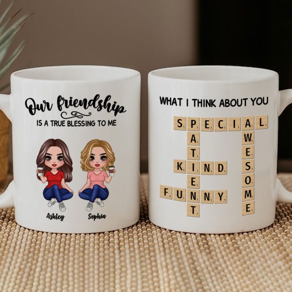 Besties Forever Front View Best Friends Unique Gift Create Your Crossword Puzzle Personalized Mug