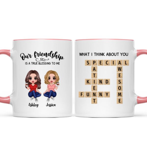 Besties Forever Front View Best Friends Unique Gift Create Your Crossword Puzzle Personalized Mug