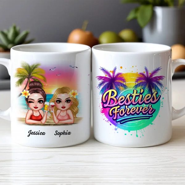 Besties Forever Personalized Tropical Mug for Best Friends