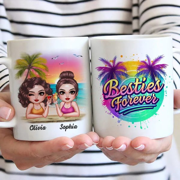 Besties Forever Personalized Tropical Mug for Best Friends