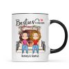 Besties Forever Watercolor Girls Personalized Mug - Gift For Besties, Gift For Sisters