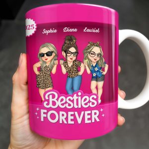 Besties Forever With Cartoon Figures And Stars - Personalized Custom Coffee Mug - BST227_MG