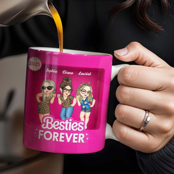 Besties Forever With Cartoon Figures And Stars - Personalized Custom Coffee Mug - BST227_MG