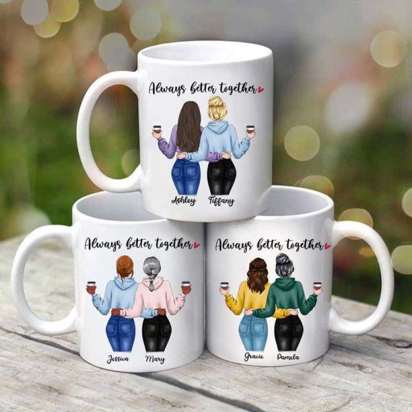 Besties Modern Girls Back View Standing Personalized Mug