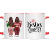 Besties Sisters Forever Christmas Besties Standing Back View Personalized Mug