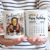 Besties Sisters Forever Happy Birthday Calendar Doll Girl Sitting Fall Season Front Porch Personalized Mug