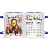 Besties Sisters Forever Happy Birthday Calendar Doll Girl Sitting Fall Season Front Porch Personalized Mug