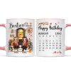 Besties Sisters Forever Happy Birthday Calendar Doll Girl Sitting Fall Season Front Porch Personalized Mug