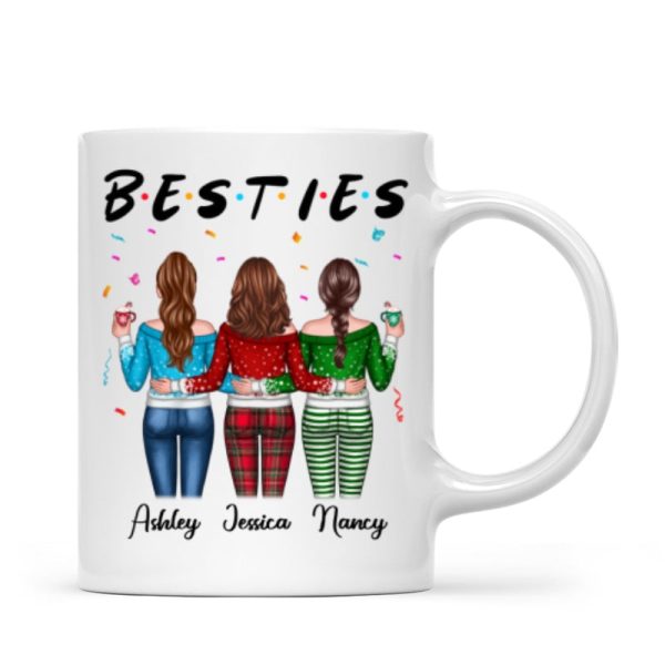 Besties Sisters Friends Back View Christmas Personalized Mug