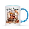 Besties Sisters Sitting Fall Season Window Personalized Mug