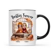 Besties Sisters Sitting Fall Season Window Personalized Mug