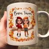 Besties Sisters Sitting On Fall Season Branch Personalized Mug