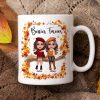 Besties Sisters Sitting On Fall Season Branch Personalized Mug