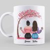 Besties Sitting Under Pink Tree Personalized Mug