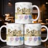 Besties with Flowers, Butterflies, and Hearts - Personalized Custom Coffee Mug - BST524_MG