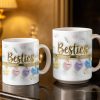 Besties with Flowers, Butterflies, and Hearts - Personalized Custom Coffee Mug - BST524_MG