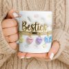Besties with Flowers, Butterflies, and Hearts - Personalized Custom Coffee Mug - BST524_MG