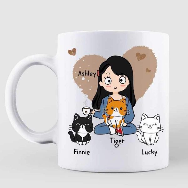 Better Life Cat Coffee Chibi Girl Personalized Mug