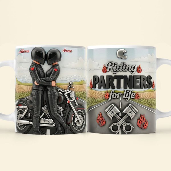 Biker Couple Coffee Mug - Personalized Gifts For Couple Coffee Mug 04NATA230126
