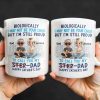 Biologically I May Not Be Your Child But I'm Still Proud To Call You My Step-Dad, Cartoon Characters and City Skyline - Personalized Custom Coffee Mug - DAD139_MG
