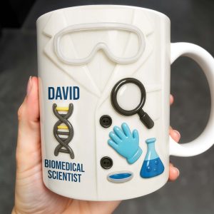 Biomedical Scientist, Magnifying Glass And Lab Essentials - Personalized Custom Coffee Mug - DOC048_MG