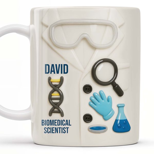 Biomedical Scientist, Magnifying Glass And Lab Essentials - Personalized Custom Coffee Mug - DOC048_MG