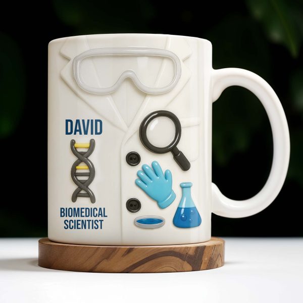 Biomedical Scientist, Magnifying Glass And Lab Essentials - Personalized Custom Coffee Mug - DOC048_MG