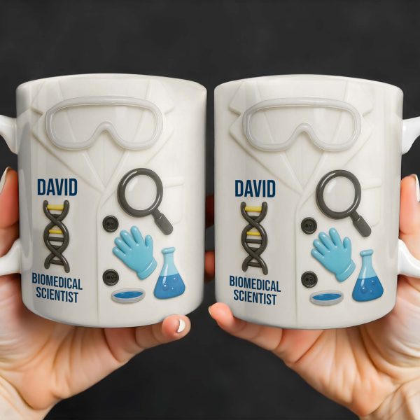 Biomedical Scientist, Magnifying Glass And Lab Essentials - Personalized Custom Coffee Mug - DOC048_MG