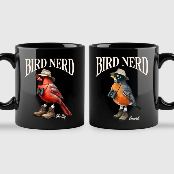 Bird Nerd Funny Bird Watcher, Bird Twitcher Gift for Bird Lover Personalized Black Mug