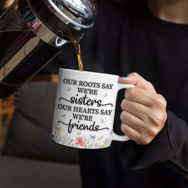 Birth Flower Sisters From The Same Garden - 3D Embossed Effect Printed Mug, Personalized White Edge-to-Edge Mug