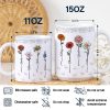 Birth Flowers For Mom, Grandma, Besties - 3D Embossed Effect Printed Mug, Personalized White Edge-to-Edge Mug